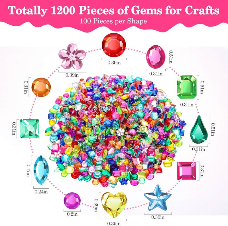 Anezus1200Pcs Craft Gems with 2Pcs B7000 Jewelry Glue, Flat Back Sequins Jewels Embellishments Rhinestones Gemstones for Bedazzling, Decor, Clothing - Image 3